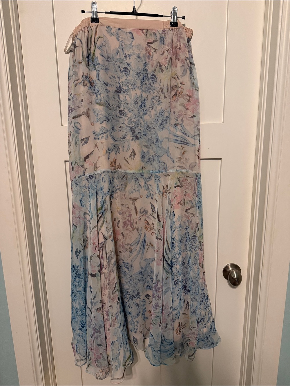 Minimalace Pastel Floral Whimsical Maxi Skirt - Women's Blue & Pink Floral